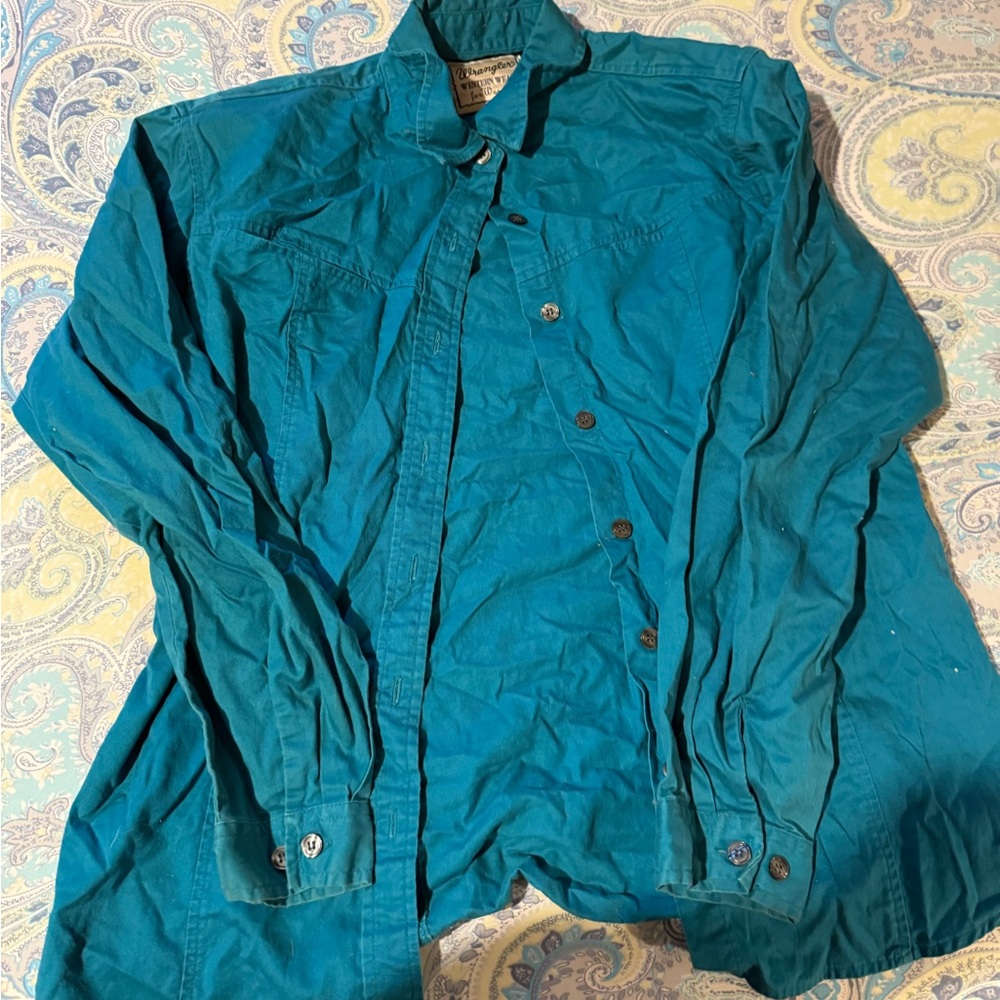 Wrangler Women's Teal Button Down Shirt